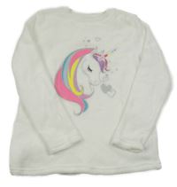 Bílá plyšová mikina s jednorožcem Dunnes