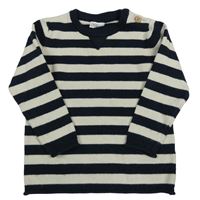 Tmavomodro-smetanový pruhovaný lehký svetr F&F