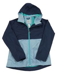 Tmavomodro-modrá šusťáková funkční bunda s kapucí Quechua