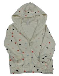 Smetanová propínací mikina se srdíčky a kapucí Topolino