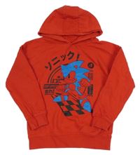 Červená mikina se Sonicem a kapucí 