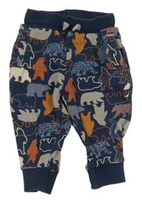 Tmavomodro-barevné tepláky se zvířaty Miniclub