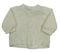 Smetanová vzorovaná sametová mikina s perličkami 