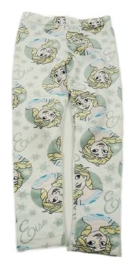 Bílé plyšové legíny s Elsou Disney