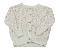 Bílý květovaný lehký propínací svetr Early Days