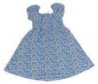 Modro-bílé květované lehké šaty Primark