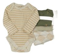 Nové - 4x žebrované body - pruhované + kárované + šedé + tmavozelené s žaludy Tu