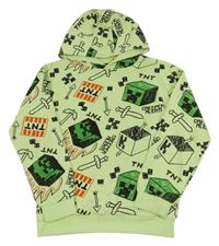 Zelená vzorovaná mikina s Minecraft a kapucí Primark