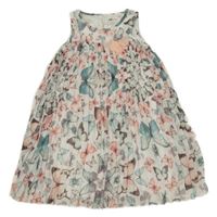Bílo-barevné plisované šaty s motýlky H&M