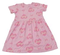 Růžové šaty s nápisy - Barbie H&M
