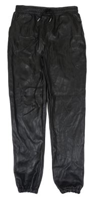 Černé koženkové cuff kalhoty Primark