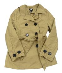Pískový plátěný podzimní kabát s páskem zn. H&M