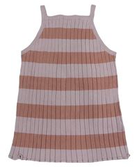 Béžovo-rezavý žebrovaný pruhovaný úpletový crop top H&M