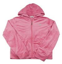 Růžová sametová propínací crop mikina s kapucí zn. Primark