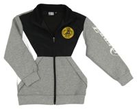 Šede-bílo-černá sportovní propínací mikina s nášivkou NBA