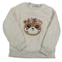 Bílá plyšová mikina s medvědem C&A