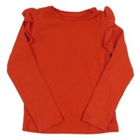 Červené žebrované triko s volánky F&F