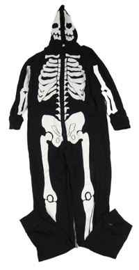 Černá tepláková kombinéza s kostrou a kapucí H&M