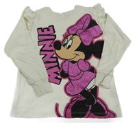 Smetanové triko s Minnie a volánky Disney