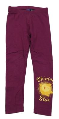 Fialové legíny s potiskem a nápisy - Wish 