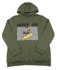 Khaki mikina se skejťákem a kapucí Primark