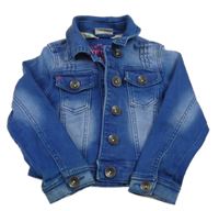 Tmavomodrá tepláková riflová crop bunda Next