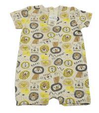 Nové - Béžový teplákový kraťasový overal s lvíčky Peacocks