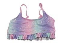 Lila-růžovo-světlemodrá plavková třpytivá lambáda s volánky Dopodopo