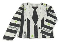 Kostým - Tmavošedo-bílé pruhované triko - Beetlejuice 