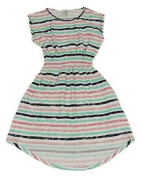 Bílo-černo-zeleno-růžové pruhované šaty Y.F.K.