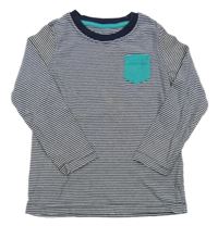 Bílo-tmavomodré pruhované triko Lupilu