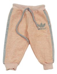 Růžovo-šedé tepláky s pruhy Adidas 