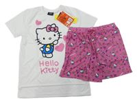 Nové - Bílo-růžové pyžamo - Hello Kitty 