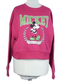 Dámská fuchsiová crop mikina s Mickeym Disney 