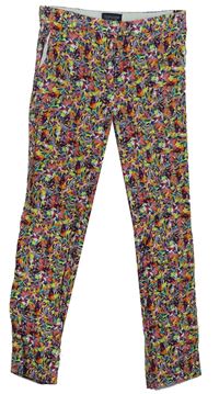 Dámské barevné květované plátěné crop kalhoty Topshop 