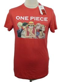 Nové - Pánské jahodové tričko s potiskem One Piece 