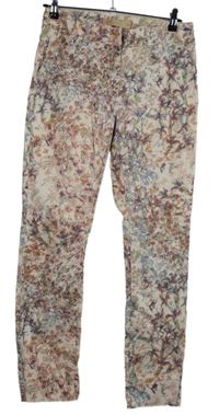 Dámské světlerůžové kytičkované chino plátěné kalhoty Next 