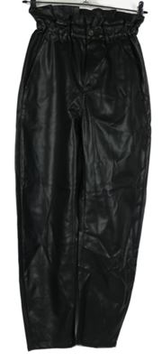 Dámské černé koženkové paper bag kalhoty Zara vel. 32