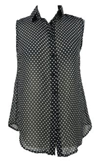 Dámská černo-bílá puntíkovaná šifonová halenka Laura Torelli 