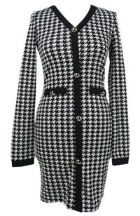 Dámské černo-bílé vzorované šaty s gombíky Shein 