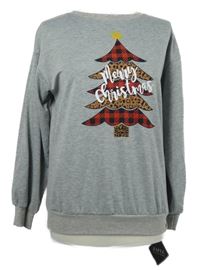 Nové - Dámská šedá vánoční mikina se stromkem Zaful 