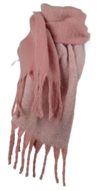 Dámská růžová teplá šála s třásněmi Primark 