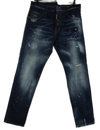 Pánské tmavomodré šisované rifle s prošoupáním Dsquared2 