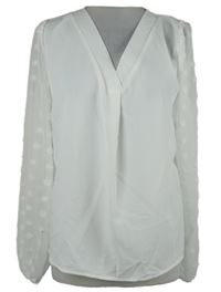 Dámská bílá halenka s puntíkovanými šifonovými rukávy 