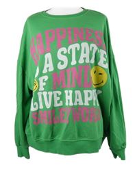 Dámská zelená mikina s nápisem a smajlíky Smiley World 