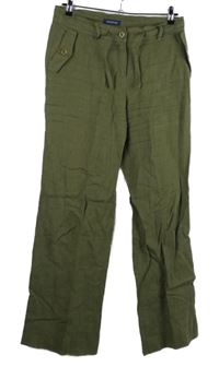 Dámské khaki lněné volné kalhoty Highmoor 