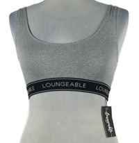 Nové - Dámský šedo-černý sportovní crop top s logy 