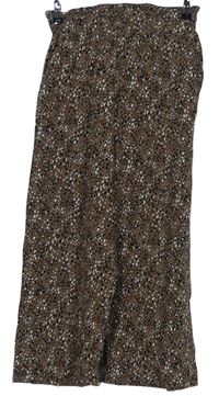Dámské béžovo-černé vzorované culottes kalhoty Peacocks 