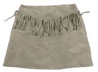 Světlebéžová semišová sukně s třásněmi H&M