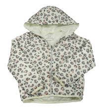 Bílá šusťáková zateplená bunda s leopardím vzorem a kapucí Primark